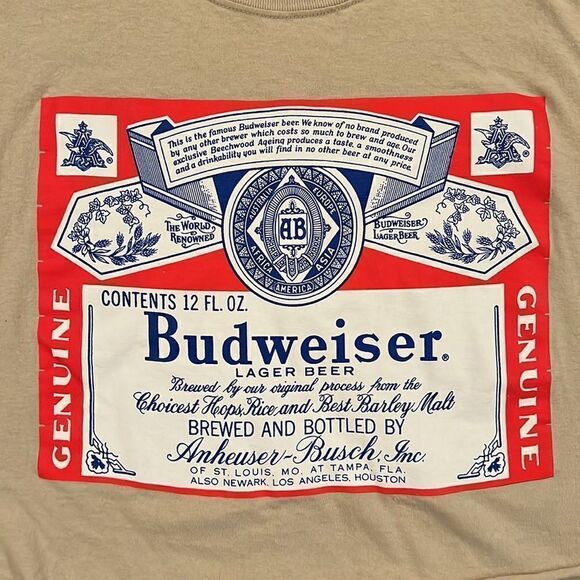 Perfect Condition!! Budweiser Beer Cropped T-Shirt - Picture 2 of 4